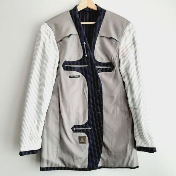 PAUL BETENLY Biella Italy Blazer Jacket Pin-Stripe Navy Men's Sz 44 L - Picture 10 of 16